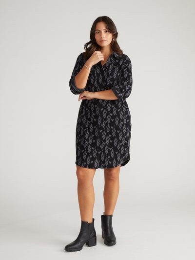 Universal Standard Maine Stretch Flannel Shirtdress - Indigo Ikat Arrow