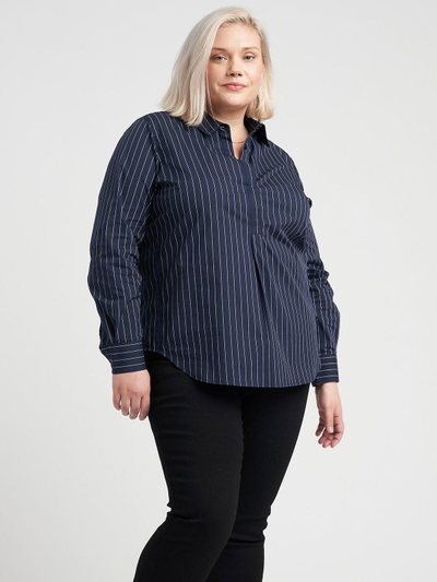 Universal Standard Elbe Shirt - Navy Pinstripe