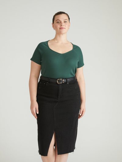 Universal Standard Carey Ribbed Sweetheart Tee - Conifer