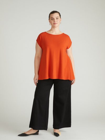 Universal Standard Heatwave Divine Jersey Flared Top - Warm Russet