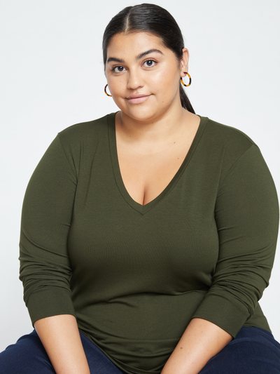 Universal Standard Long Sleeve V Rex - Evening Forest