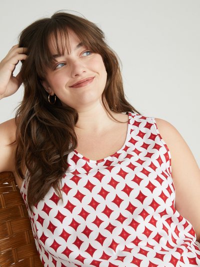 Universal Standard Cooling Stretch Cupro Tank - Morningstar Print in Red