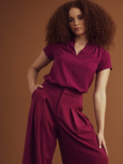 Universal Standard Better-Than-Silk V-Neck Top - Goji Berry