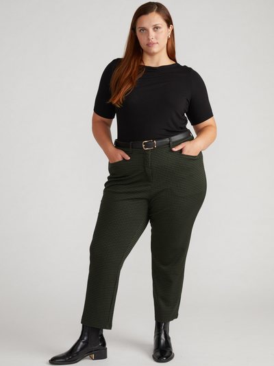 Universal Standard Cigarette Ponte Pants - Forest Houndstooth