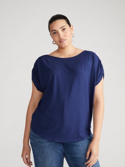 Universal Standard Helena Divine Jersey Gathered Tee - Cenote