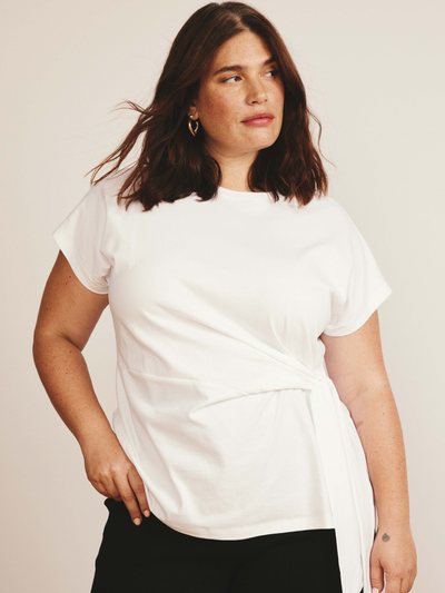 Universal Standard Crescent Breton Stripe Knot Tee - Solid White