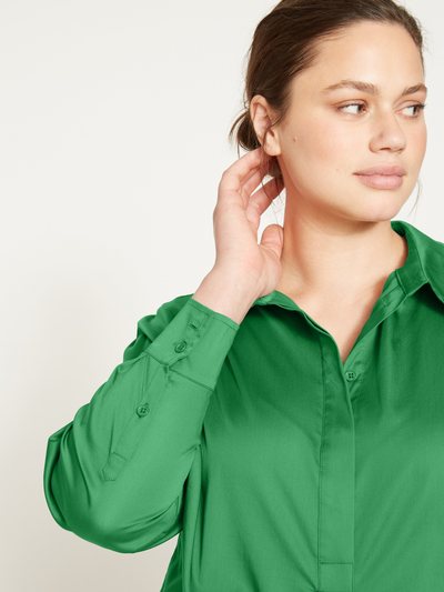 Universal Standard Elbe Popover Stretch Poplin Shirt Classic Fit - Kelly Green