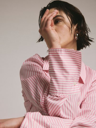 Universal Standard Henning x US Madison Shirt - Pink/White Stripe