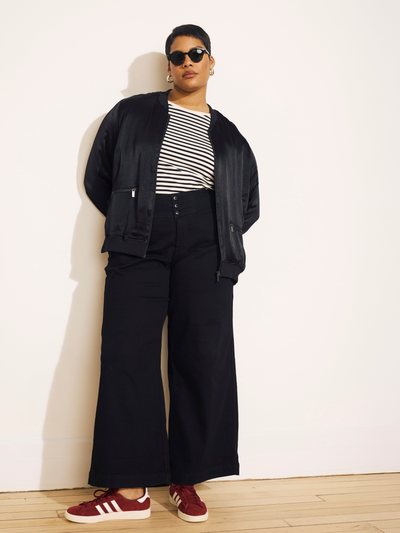 Universal Standard Satin Bomber Jacket - Black