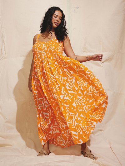 Universal Standard Harmony Voile Dress - Petal Palette Print in Arancia