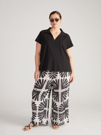 Universal Standard Cecile Breton Stripe Polo - Solid Black