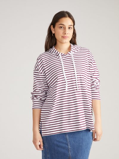 Universal Standard Baja Breton Stripe Hoodie - White/Gamay Stripe