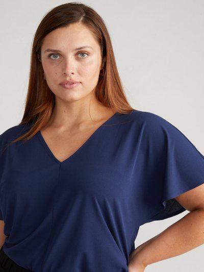 Universal Standard Lansbury Crepe Jersey Blouse - Brilliant Navy