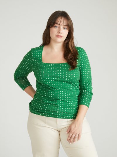 Universal Standard Agatha Liquid Jersey Top - Galactic Print in Green