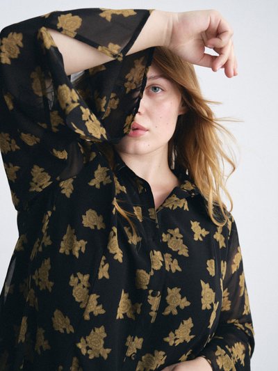 Universal Standard Evie Chiffon Blouse - Gold Heirloom Print