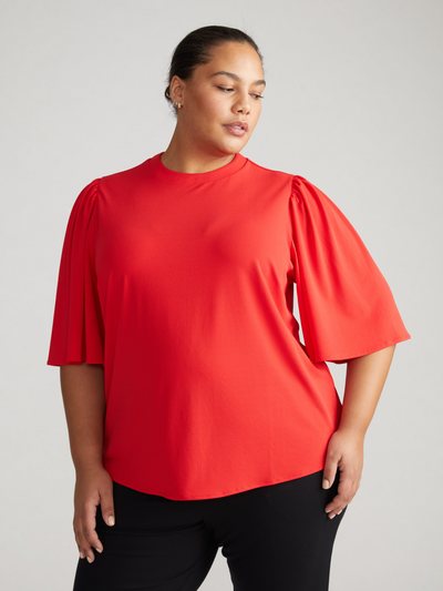 Universal Standard Crepe Jersey Capelet Blouse - Vermilion Red