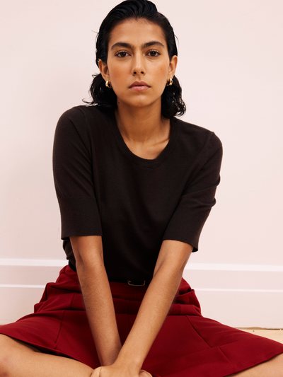 Universal Standard Savvy Fine Knit Sweater Top - Espresso