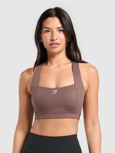 Gymshark Gymshark Square Neck Sports Bra - Soft Brown