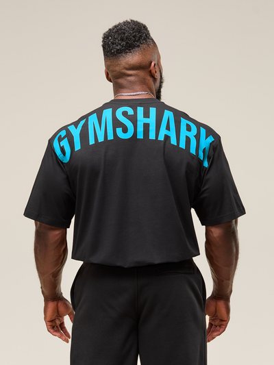 Gymshark Gymshark Power T-Shirt - Black/Brand Blue