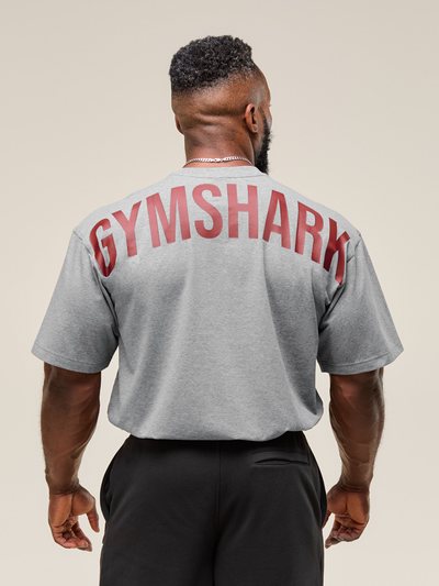 Gymshark Gymshark Power T-Shirt - Charcoal Core Marl/Sets Red