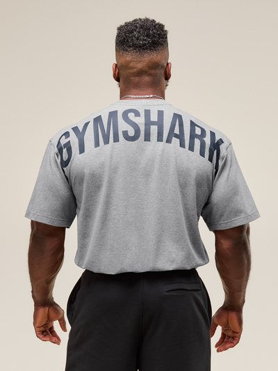 Gymshark Gymshark Power T-Shirt - Charcoal Core Marl/Heavy Blue