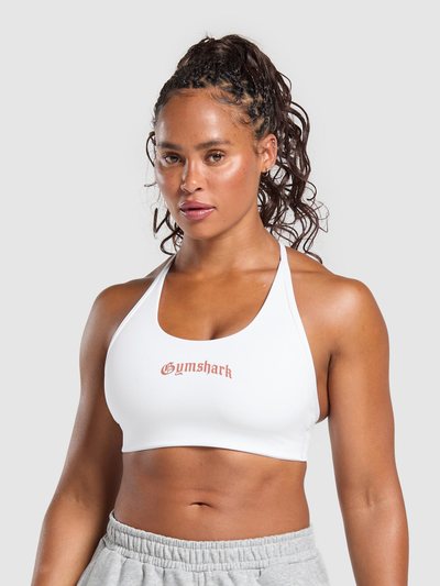 Gymshark Gymshark Strength Department Graphic Sports Bra - White