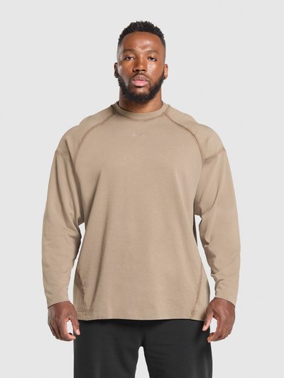 Gymshark Gymshark Heavyweight Long Sleeve T-Shirt - Lifestyle Brown