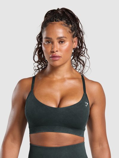Gymshark Gymshark Gains Seamless Washed Sports Bra - Black