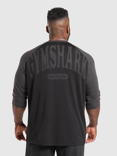 Gymshark Gymshark 1/3 LS Graphic T-Shirt - Black/Asphalt Grey