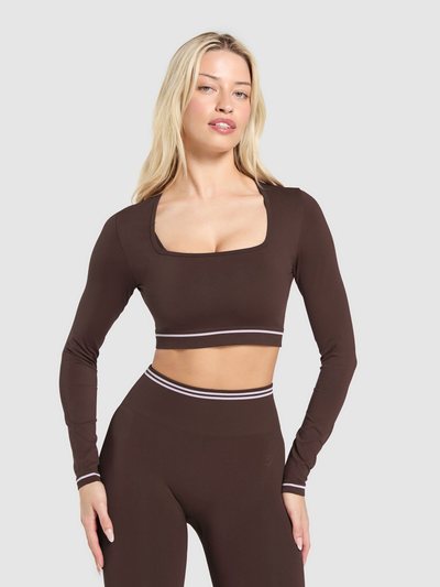 Gymshark Contrast Seamless Crop Top - Heritage Brown