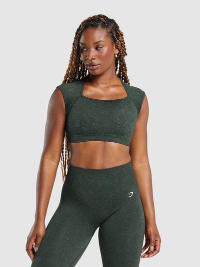 Gymshark Adapt Fleck Seamless Crop Top - Victory Green/Unit Green