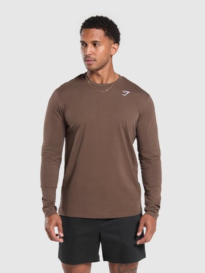 Gymshark Gymshark Crest Long Sleeve T-Shirt - Walnut Brown
