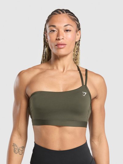 Gymshark One Shoulder Sports Bra - Weighted Green
