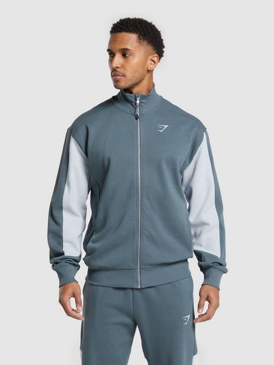 Gymshark Gymshark Pique Track Jacket - Titanium Blue/Fresh Blue