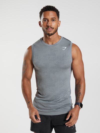 Gymshark Gymshark Sport Seamless Tank - Drift Grey/Evening Blue