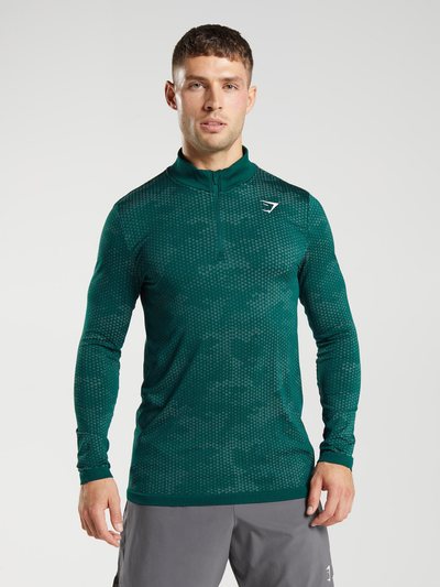 Gymshark Gymshark Sport Seamless 1/4 Zip - Woodland Green/Hoya Green