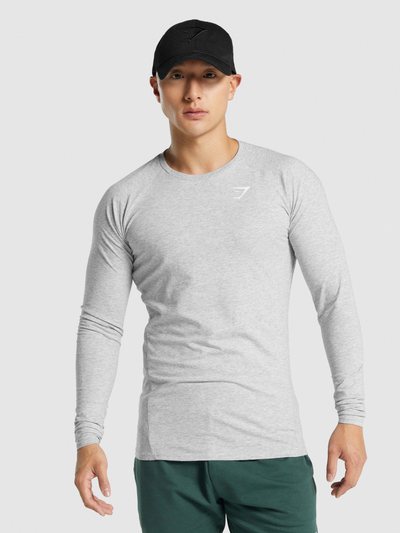Gymshark Gymshark Critical 2.0 Long Sleeve T-Shirt - Light Grey Marl