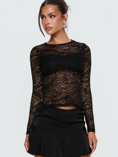 Princess Polly Uzo Long Sleeve Top Black Lace