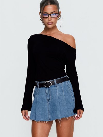 Princesspolly Debera Pleated Mini Skirt Mid Blue Wash