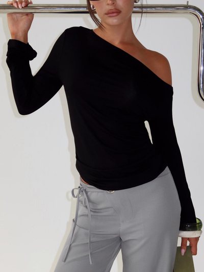 Princesspolly Get Home Safe One Shoulder Long Sleeve Top Black