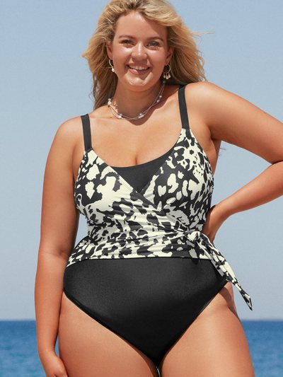 Cupshe Darker Mottled Light Tie Side Plus Size One Piece Swimsuit