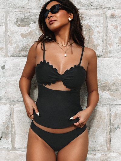 Cupshe Enjoy the Sun Scallop Tankini & Low Rise Hipster Bikini Set