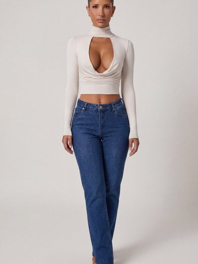 Oh Polly Cowl-Neck Tie-Back Top in Ivory