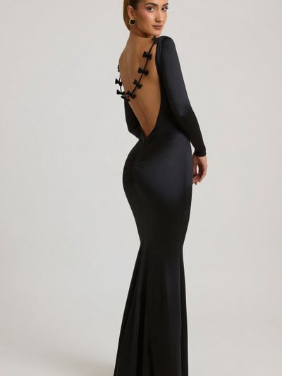 Ohpolly Bow-Detail Ruched Maxi Dress in Black