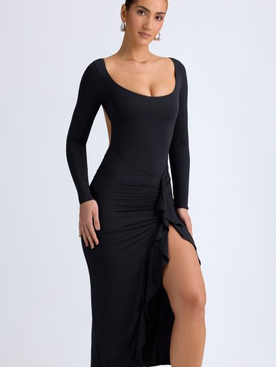 Ohpolly Modal Ruffled Midaxi Dress in Black