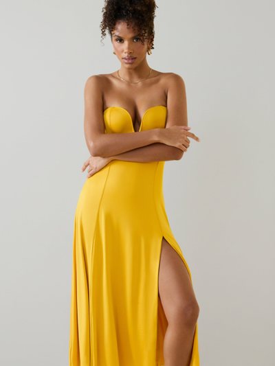 Ohpolly Slinky Jersey Strapless A-Line Midaxi Dress in Golden Yellow