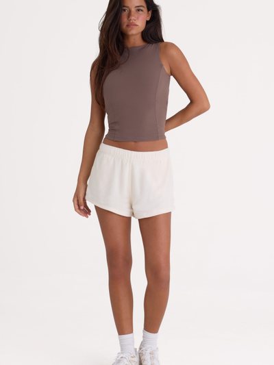 Ohpolly Brushed Jersey Elasticated Mini Shorts in Ecru