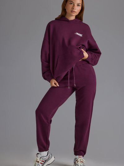 Oh Polly Soft Cotton Jersey Relaxed Mid-Rise Joggers in Grape