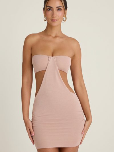 Ohpolly Bandeau Cut-Out Mini Dress in Warm Peach