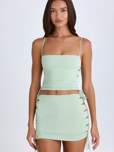 Ohpolly Ruched Cut-Out Mini Skirt in Green
